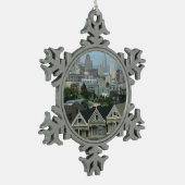 サンフランシスコはがきロウシティシーン写真 スノーフレークピューターオーナメント (左)