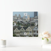 サンフランシスコはがき列シティのシーン写真 スクエア壁時計 (ホーム)