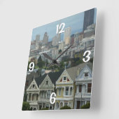 サンフランシスコはがき列シティのシーン写真 スクエア壁時計 (傾斜)