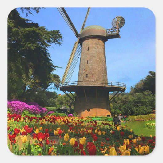 サンフランシスコオランダウィンドミル#6ステッカー スクエアシール (正面)