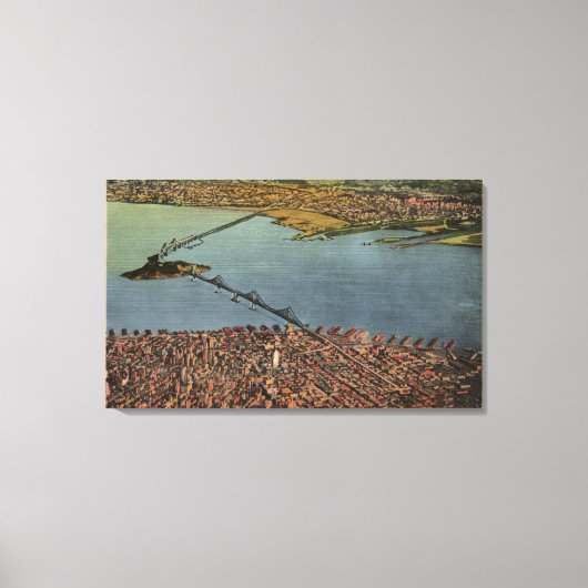 サンフランシスコオークランド湾の橋 キャンバスプリント (正面)