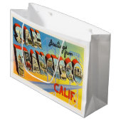 サンフランシスコカリフォルニアカリフォルニア古い旅行記念品 ラージペーパーバッグ (正面アングル)