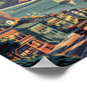 サンフランシスコカリフォルニアスカイライントラベルアートレトロ ポスター (角)