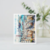 サンフランシスコカリフォルニアプレイスウォーターカラー ポストカード (スタンド正面)