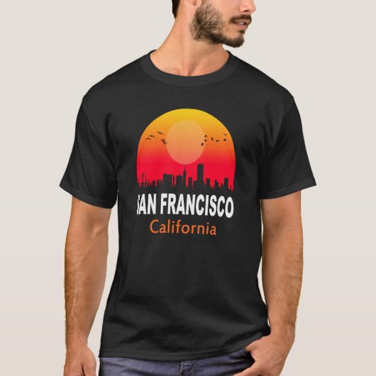 サンフランシスコカリフォルニアヴィンテージサンセットシティ州 Tシャツ (正面)