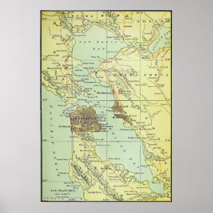 サンフランシスコカリフォルニア(1905年)のヴィンテージの地図 ポスター