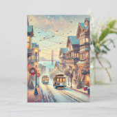 サンフランシスコクリスマスミニマリストホリデーカード シーズンカード (スタンド正面)