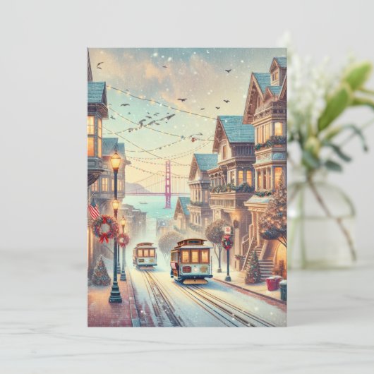 サンフランシスコクリスマスミニマリストホリデーカード シーズンカード (スタンド正面)