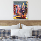 サンフランシスコケーブルカーレトロヴィンテージトラベルサイト キャンバスプリント (インサイチュ (寝室))