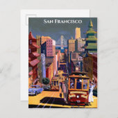 サンフランシスコケーブルカーレトロヴィンテージトラベル ポストカード (正面/裏面)