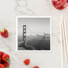 サンフランシスコゴールデンゲートブラックアンドホワイトヴィンテージ スタンダードカクテルナプキン