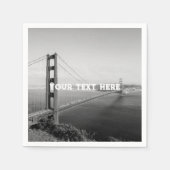 サンフランシスコゴールデンゲートブラックアンドホワイトヴィンテージ スタンダードカクテルナプキン (正面)
