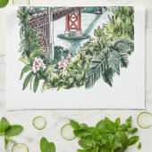 サンフランシスコゴールデンゲートブリッジウォーターカラーデザイン キッチンタオル (折り畳み)