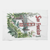 サンフランシスコゴールデンゲートブリッジウォーターカラーデザイン キッチンタオル (横)