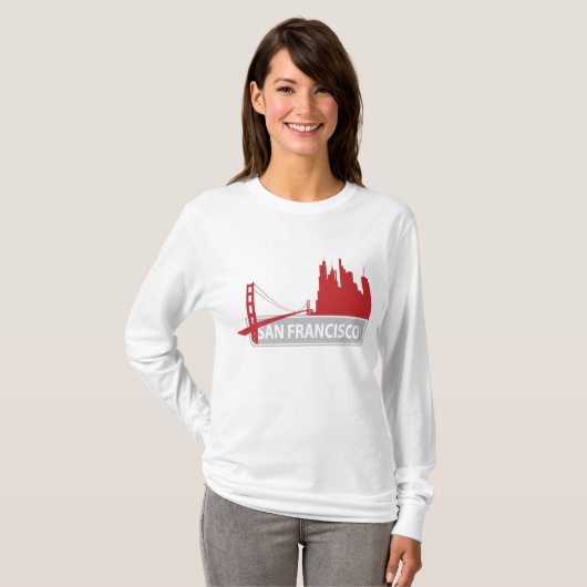 サンフランシスコゴールデンゲートブリッジレディースティーシャツ Tシャツ (正面フル)