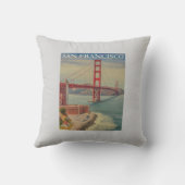 サンフランシスコゴールデンゲートブリッジレトロヴィンテージ クッション (裏面)