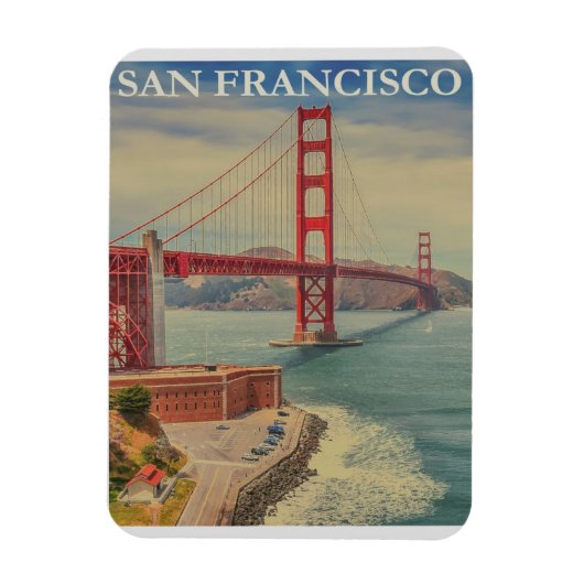 サンフランシスコゴールデンゲートブリッジレトロヴィンテージ マグネット (縦)
