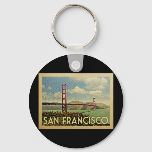 サンフランシスコゴールデンゲートブリッジヴィンテージトラベル キーホルダー (正面)