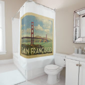 サンフランシスコゴールデンゲートブリッジヴィンテージトラベル シャワーカーテン (インサイチュ)