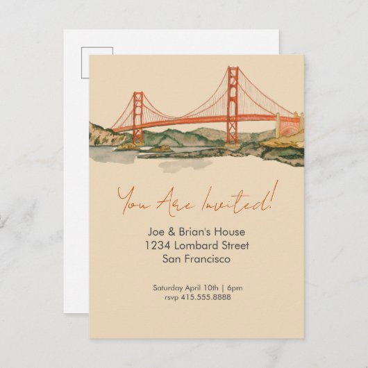 サンフランシスコゴールデンゲートブリッジ招待状 案内ポストカード (正面/裏面)