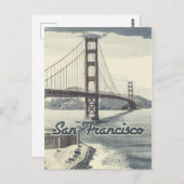 サンフランシスコゴールデンゲートブリッジ✪ヴィンテージスタイル ポストカード (正面/裏面)