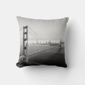 サンフランシスコゴールデンゲート白黒ヴィンテージ クッション (正面)