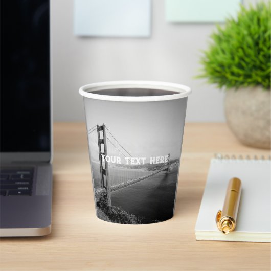 サンフランシスコゴールデンゲート白黒ヴィンテージ 紙コップ (インサイチュ)