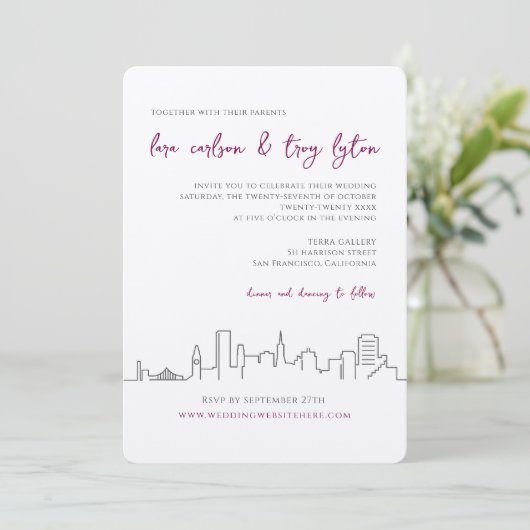 サンフランシスコシティスカイライン結婚式招待状 招待状 (スタンド正面)