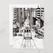 サンフランシスコシティペンアンドインクスケッチ ポストカード (正面/裏面)