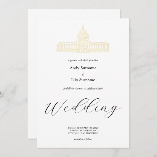 サンフランシスコシティホール結婚式招待状 招待状 (正面/裏面)