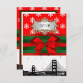 サンフランシスコスカイラインレッドスノーフレーククリスマス アドバイスカード (正面/裏面)
