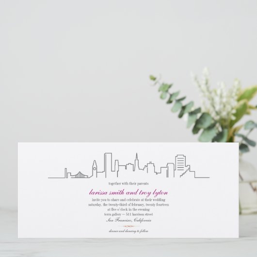 サンフランシスコスカイ結婚ラインまたはディナー招待状 招待状 (スタンド正面)