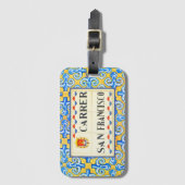 サンフランシスコスペインのイエローブルー装飾瓦 ラゲッジタグ (正面縦)