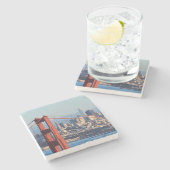 サンフランシスコスルーゴールデンゲートブリッジの眺め ストーンコースター (横)