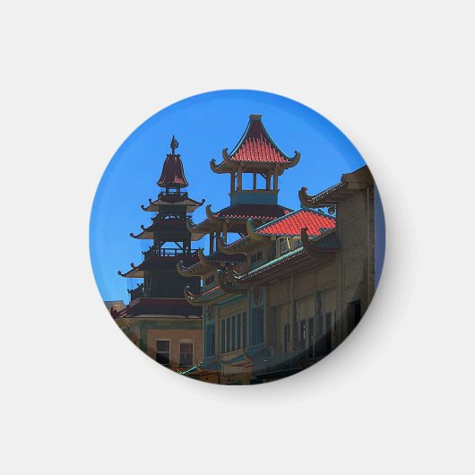 サンフランシスコチャイナタウン#10ラウンドマグネット マグネット (正面)