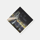 サンフランシスコナイトスカイラインゴールデンゲートブリッジ スタンダードカクテルナプキン (角)