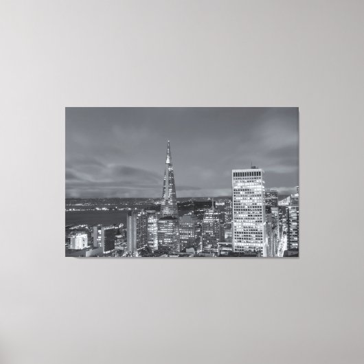 サンフランシスコナイトタイムbw キャンバスプリント (正面)