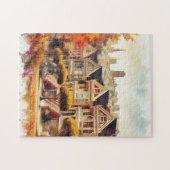 サンフランシスコビクトリアンローハウスイン秋 ジグソーパズル (横)