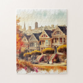 サンフランシスコビクトリアンローハウスイン秋 ジグソーパズル