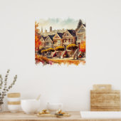 サンフランシスコビクトリアンCAホームズイン秋 ポスター (キッチン)