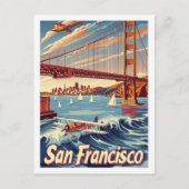 サンフランシスコブリッジヴィンテージ有名トラベルプレイス ポストカード (正面)