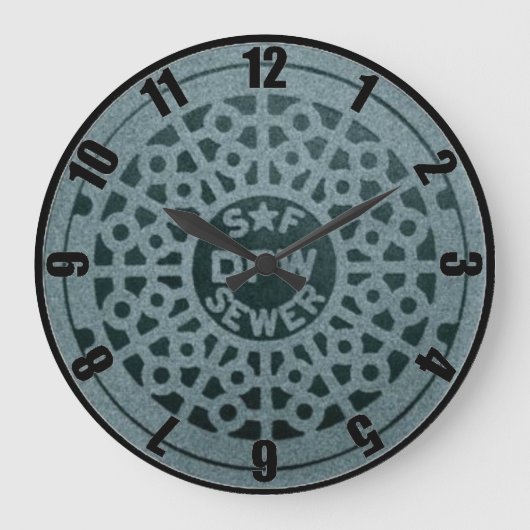 サンフランシスコマンホールカバカスタマイズークロック ラージ壁時計 (正面)