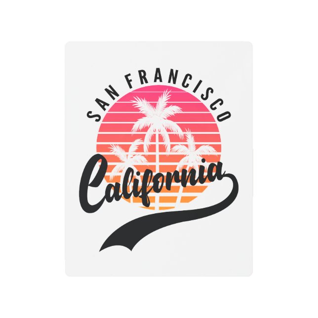 サンフランシスコレトロサンセットメタルプリント メタルプリント (正面)