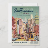 サンフランシスコヴィンテージウェディングポスタースタイルQRコード セーブザデート (正面)