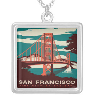 サンフランシスコヴィンテージスタイルゴールデンゲートブリッジ  シルバープレートネックレス