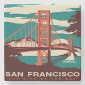 サンフランシスコヴィンテージスタイルゴールデンゲートブリッジ ストーンコースター (正面)