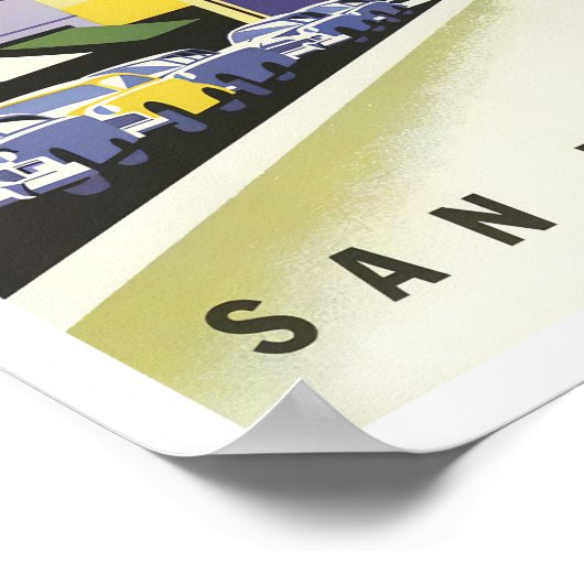 サンフランシスコ中華街のヴィンテージ旅行ポスター ポスター (角)