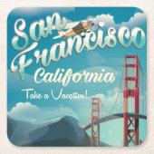 サンフランシスコ休暇ヴィンテージ旅行ポスター スクエアペーパーコースター (正面)
