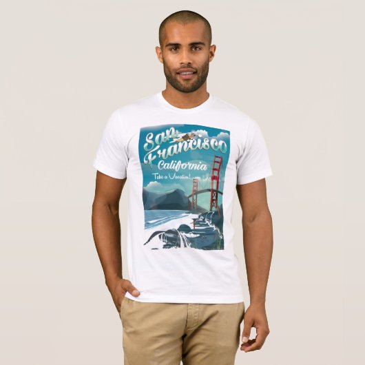 サンフランシスコ休暇ヴィンテージ旅行ポスター Tシャツ (正面フル)