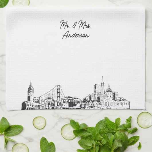 サンフランシスコ名前をカスタムするティータオルギフト キッチンタオル (折り畳み)